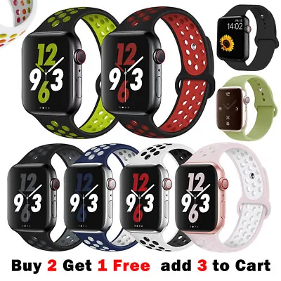 $7.80 • Buy Sport Silicone Strap IWatch Band For Apple Watch Series 8 7 6 5 4 SE 40 44 41 45
