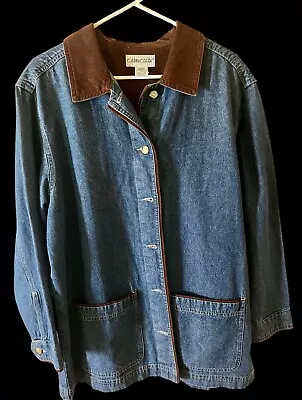 Womens Vtg Cabin Creek Blue Denim Jean Jacket Chore Barn Work Coat Medium • $24.99