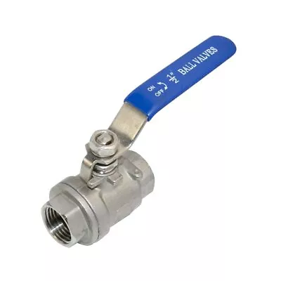 316 Stainless Steel 1/2 Full Port Ball Valve With Blue Vinyl Handle NPT • $14.15