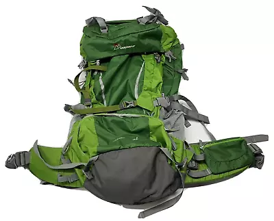 MOUNTAINTOP 70L Internal Frame Hiking Backpack Green & Gray • $79.99