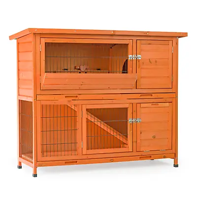 Deluxe 4ft Large Two Tier Rabbit Hutch And Run Ferret Wooden Pet Cage Guinea Pig • £119.95