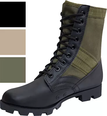 Vietnam Jungle Boots 8  Leather / Canvas Panama Sole Military Army Tactical • $45.99