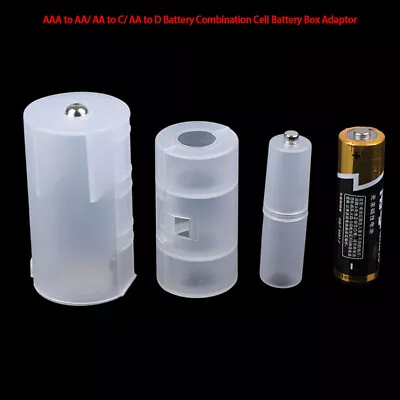 3Pcs AAA To AA/ AA To C/ AA To D Battery Adaptor Holder Case Converter SwitY-;o • $1.06