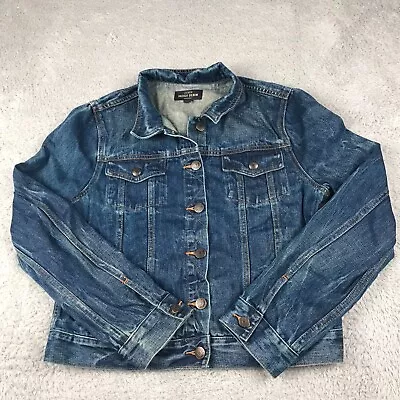 J Crew Jean Jacket Womens L Indigo Denim Trucker Button Up Crop • $29.88