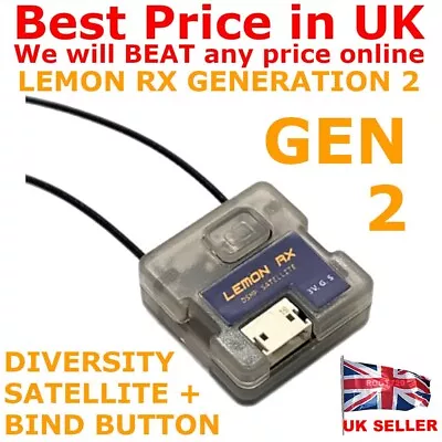 Lemon RX Diversity Satellite Receiver + Bind Button DSMX DSM2 Quad Race Gen 2 • £14.99