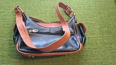 Marino Orlandi  Brown & Black  Italian Genuine Leather Handbag Purse • $19.99