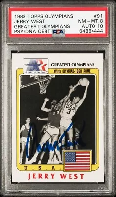 1983 Topps Olympians #91 Jerry West PSA 8 AUTO 10 POP 2 NONE Higher HOF NBA 75 • $49
