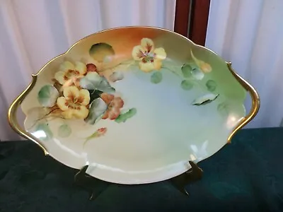 Beautiful Vintage T & V Limoges Double Handled Decorative Oval Floral Plate • $25