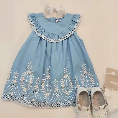 New Mayoral  Baby Blue Embroidered Ruffle Bodice Dress24 Months NWT • $37.99