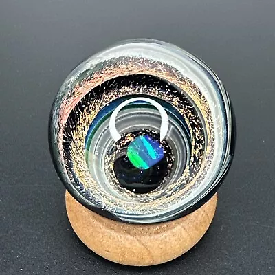 Handmade Contemporary Art Glass Vortex Marble 1.53  Dichroic Opal Fumed Back • $134.99
