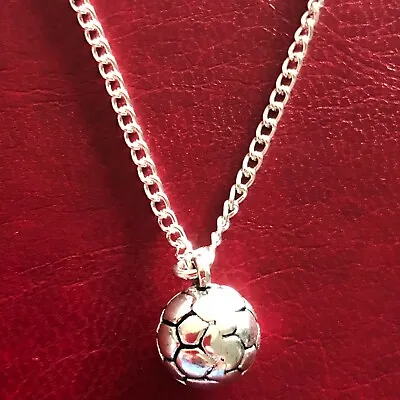 ❤️ FOOTBALL NECKLACE PENDANT BOYS MENS JEWELLERY 16 18 20 Silver Plate Chain • £3.65