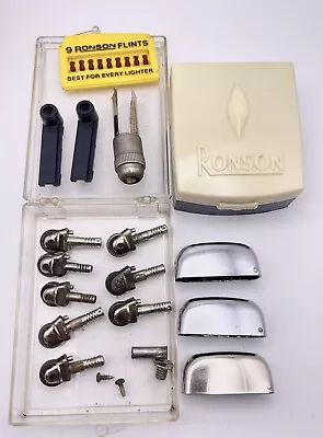 Vintage Cigarette Lighter Used Parts Grinder Wheels Ronson Flints Ronson Case • $19.99