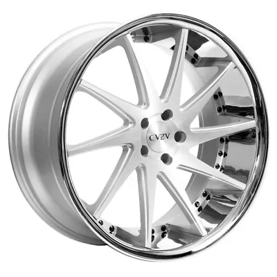 (4) 22  Staggered Azad Wheels AZ23 Silver Machined With Chrome Lip Rims(B45) • $2180