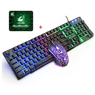 $47.88 • Buy Gaming Keyboard And Mouse Combo Bundle Set RGB Wired USB For PC Laptop PS4 Xbox
