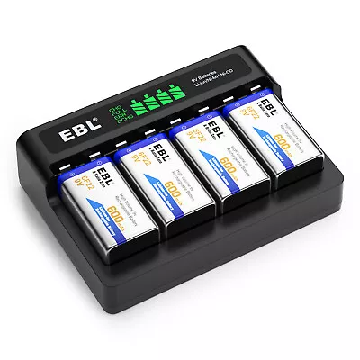 Rechargeable 9V Battery With Charger For 9 Volt Lithium-ion/Ni-MH/Ni-CD Battery • $25.59