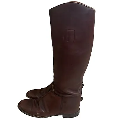 Vtg Marlborough Women's Brown Leather Riding Tall Boots England 8.5B/usa10-10.5 • $55.99