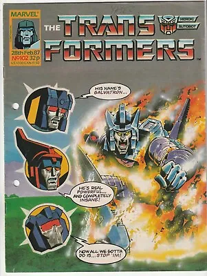 Marvel UK 1987 TRANSFORMERS #102 Fine G1 Comics Galvatron • $7