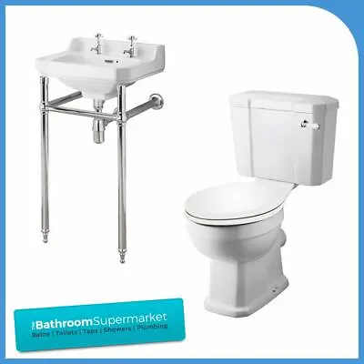 Bathroom Toilet WC Pan And Basin Sink Pedestal Ceramic Set Suite Washstand • £399.95