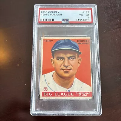 1933 Goudey Heinie Manush #187 PSA 4 VG- EX HOF Washington Senators￼ • $42