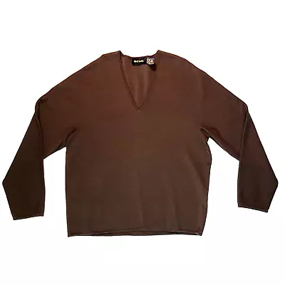 Mort Wallin 100% Pure Wool V Neck Brown Sweater Pullover Men's Size Large • $19.95