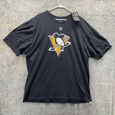 Reebok Shirt Men's 2XL Adult Black Yellow Tee Penguins 58 Letang NHL Outdoors • $25