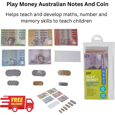 Australian Play Money Set Fake Australian Coins And Notes Kids Toys 44 Piece • $9.37