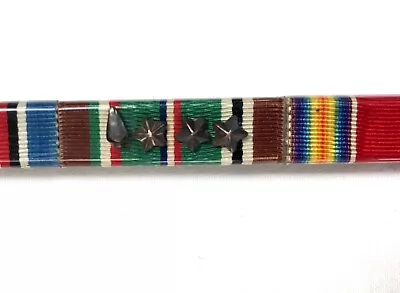 WW2 Wolf Brown Plastic Coated 3 Place Ribbon Bar 3 Star ETO D-Day Invasion Arrow • $20