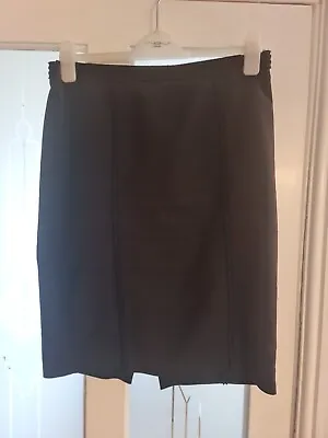 NEXT Black Ribbed Back Slit Pencil Skirt Size 12 • £0.99