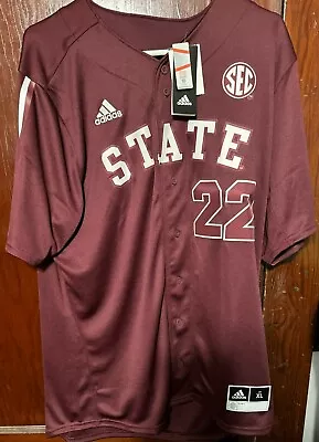 Mississippi State Bulldogs Adidas Baseball Jersey XL MSRP: $80 NEW WITH TAGS Red • $54.99