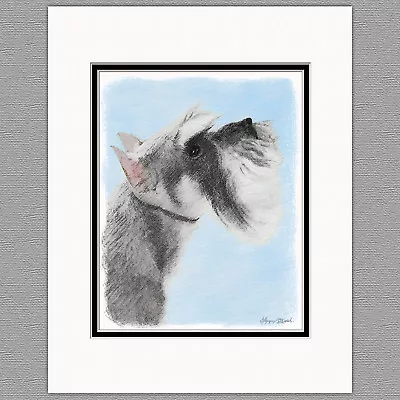 Schnauzer Dog Giant Standard Miniature Original Art Print 8x10 Matted To 11x14 • $21.99