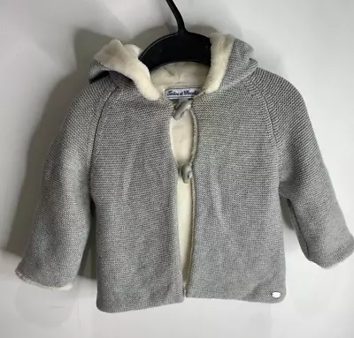 Tartine Et Chocolat Knit Jacket 18 Month VGC Unisex Grey Fleece Lined Cashmere • £29.18