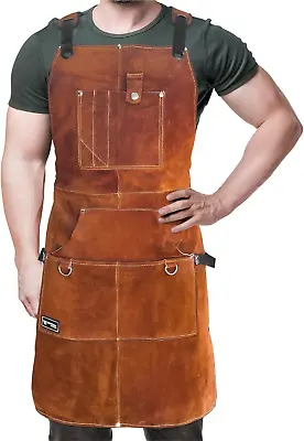 ® Work Apron With Tool Pockets - Heavy Duty Shop Apron For Woodworkers Mechanic • $63.99