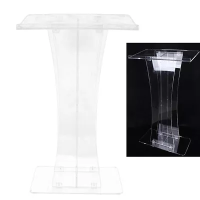 $260 • Buy Clear Church Podium Acrylic Lectern Presentation Pulpit Curved Podium Portable