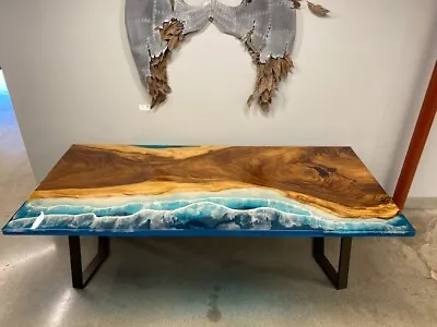 Ocean Epoxy Table Beach Wave Epoxy Office Desk Furniture Table Patio Home Deco • $550.94