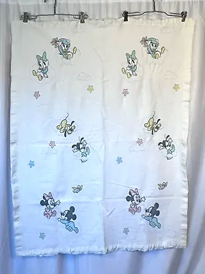 Vtg Disney Baby Crib Blanket Mickey Mouse Donald Duck Comforter Dundee 1980 Vt • $60