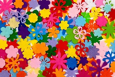 100 Felt Flowers Shapes. Mixed Vibrant Colours And Sizes. • £7.50