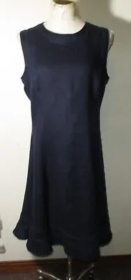 Women's MALVIN Blue 100% Linen Midi Pleated Dress Size XL 12 US • $36