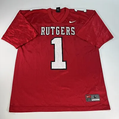 Vintage 90s Nike #1 Rutgers NCAA College Football Jersey Red Adult Large - EUC! • $49.99