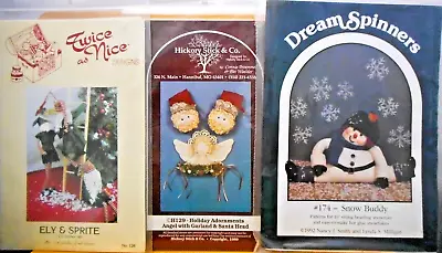 3 Christmas Patterns-2 Elves Ely & Sprite Elf-Angel & Santa Head-Snow Buddy #32 • $8.79