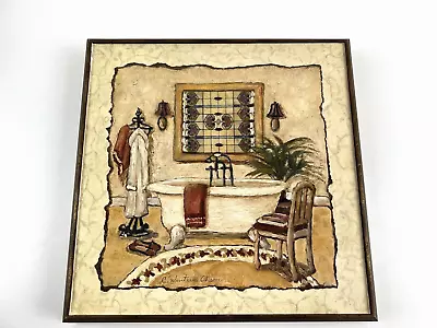 Vintage Hanging Wall Art Signed Print Bathroom By C Winterle Olson Wood Framed • $19.99