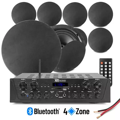 4-Zone Multi Room Ceiling Speaker System PV240BT Bluetooth Amplifier & 8x NCSS6B • £409