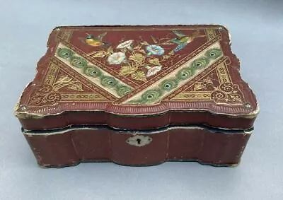 Unusual Vintage Antique Floral & Bird Decorated Folding Travel Lap Desk • $229