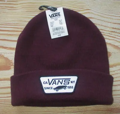 Mens Vans Off The Wall Maroon Burgundy Beanie Hat Cap One Size • $19.90