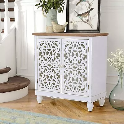 Entryway Cabinet With 2 Doors Rustic Farmhouse Buffet Cabinet With Storage • $199.99