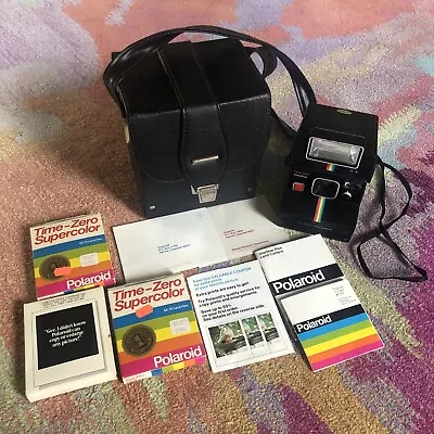 Vintage Polaroid SX-70 OneStep Time-Zero Camera W/ Case Q-Flash & 3 Pack Film • $98