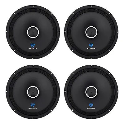 (4) Rockville RXM108 10  2400w 8-Ohm SPL Car Midrange Mid-Bass Speakers W/Bullet • $144.80