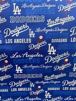 100 % Cotton Fabric - 45   Wide -  La Dodgers Theme Sold By Yard • $20.99