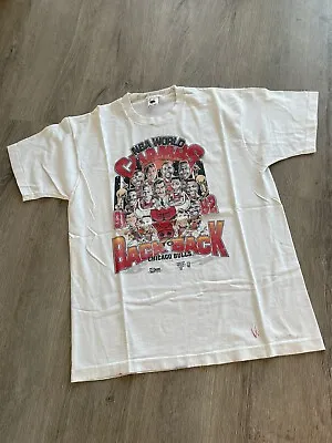 Vintage 1992 Michael Jordan Chicago Bulls Championship Caricature Shirt XL Salem • $49.99