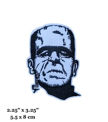 Frankenstein Monster Face Black And White Embroidered Iron On Patch • $4.99