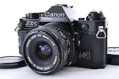 Canon AE-1 Program Black 35mm SLR Film Camera W/NFD 28mm F2.8 Lens [EXC+5] Japan • £140.52